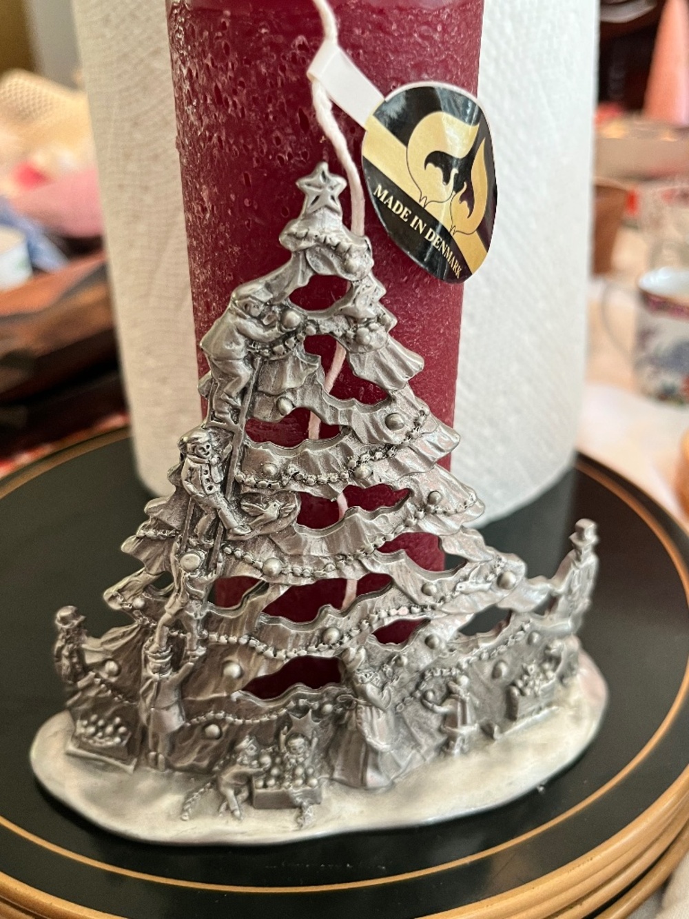 Vintage Danish Pewter Christmas Tree Candle Holder Made in Denmark